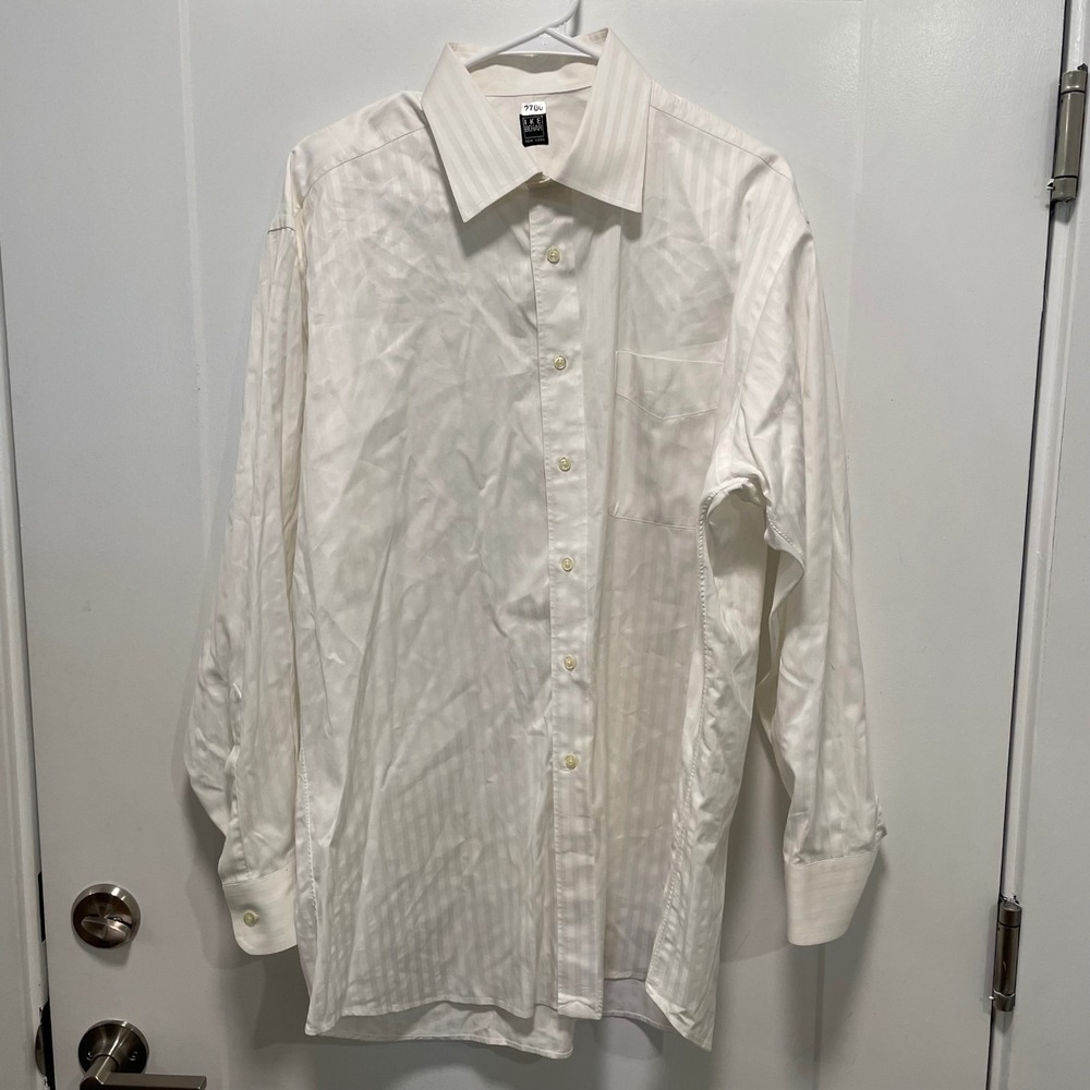 Ike Behar New York Mens 2XL White Striped Long Sleeve Button Down Dress Shirt XL